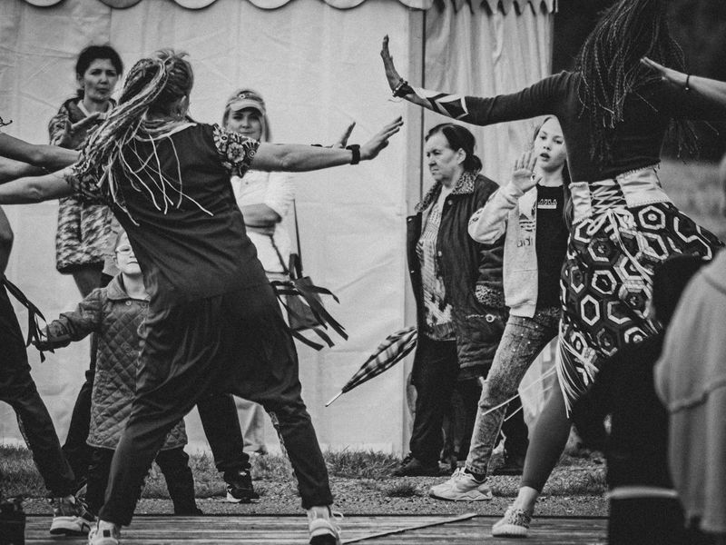 A sequence of movements showing progression in an exercise.